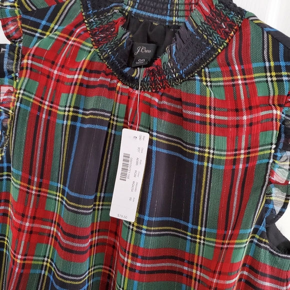 NEW J. Crew Stewart Gilded Tartan Mock Neck Top - Picture 4 of 11